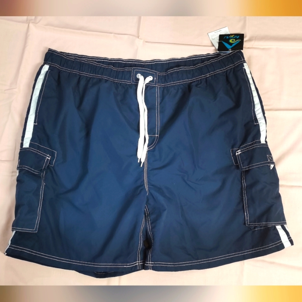 NWT Kanu Surf Navy Blue Board Short Swim Trunks Quick Dry Lightweight 4X